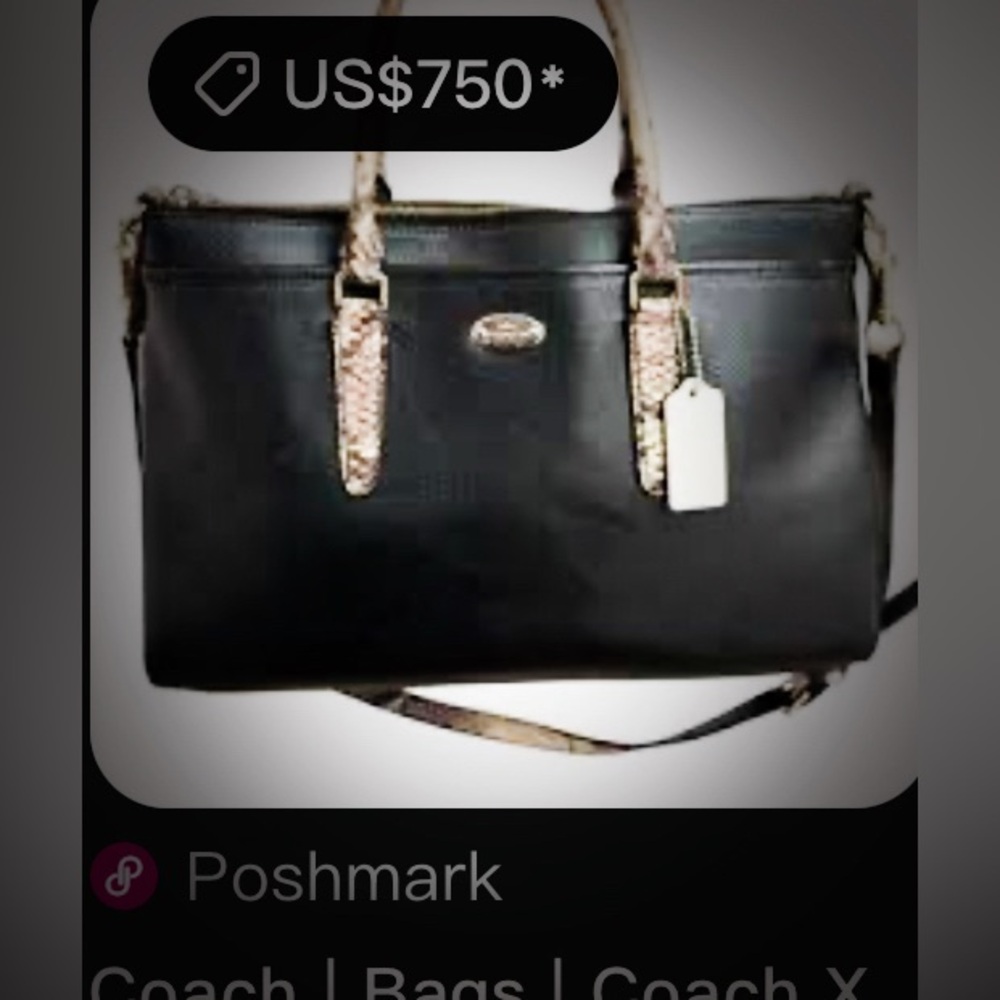 Vintage style Y2K Coach Black Satchel with Brown Accents tote shoulder bag - Picture 3 of 17